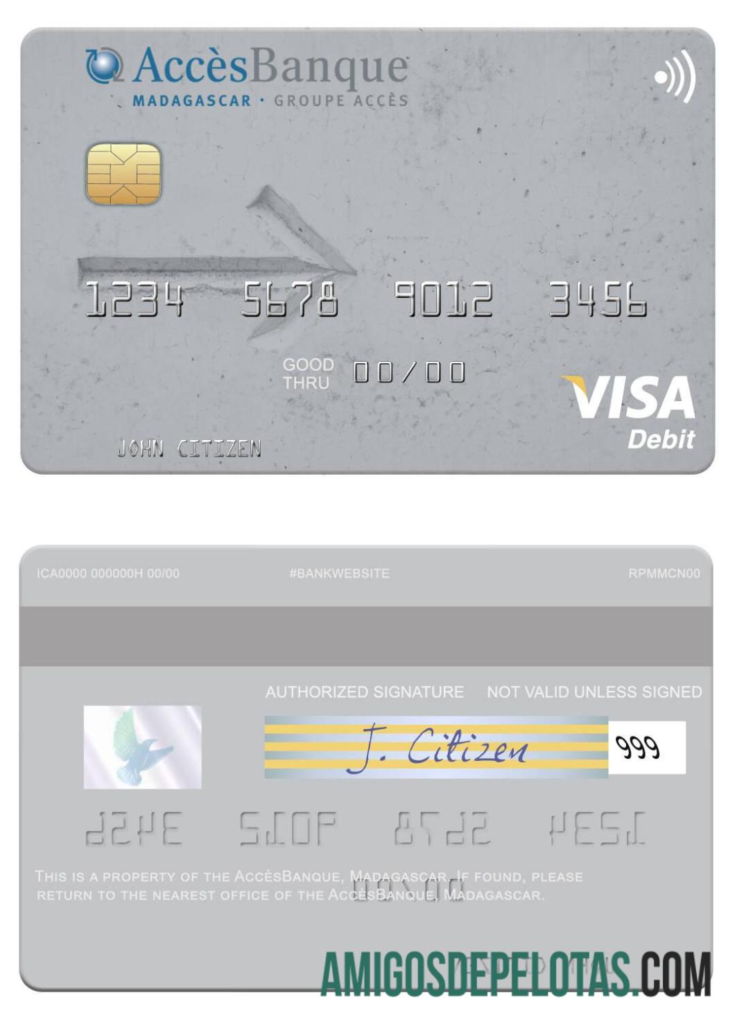 Madagascar AccèsBanque Visa Debit Card real example